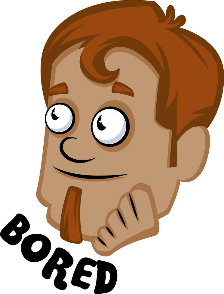 Human emoji feeling bored, illustration, vector on white background.