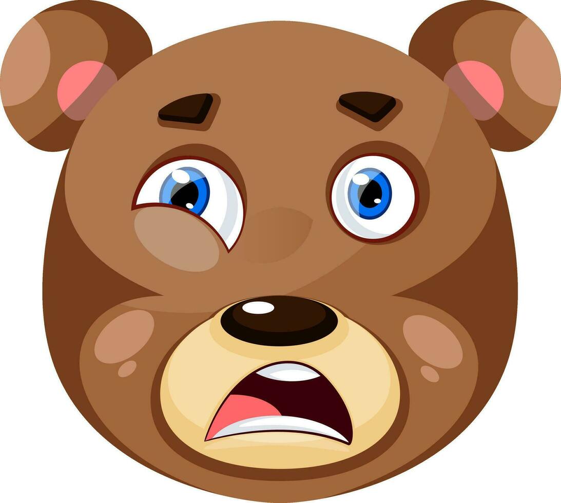 Bear is feeling disappointed, illustration, vector on white background.