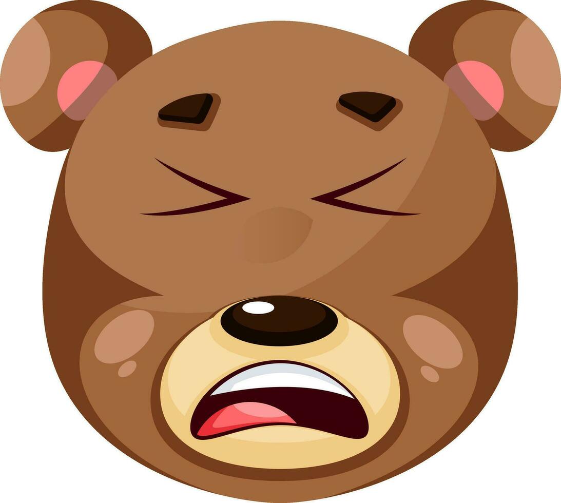 Bear is feeling annoyed, illustration, vector on white background.