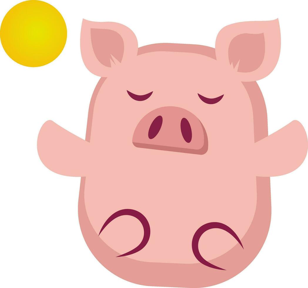 cerdito es meditando, ilustración, vector en blanco antecedentes.