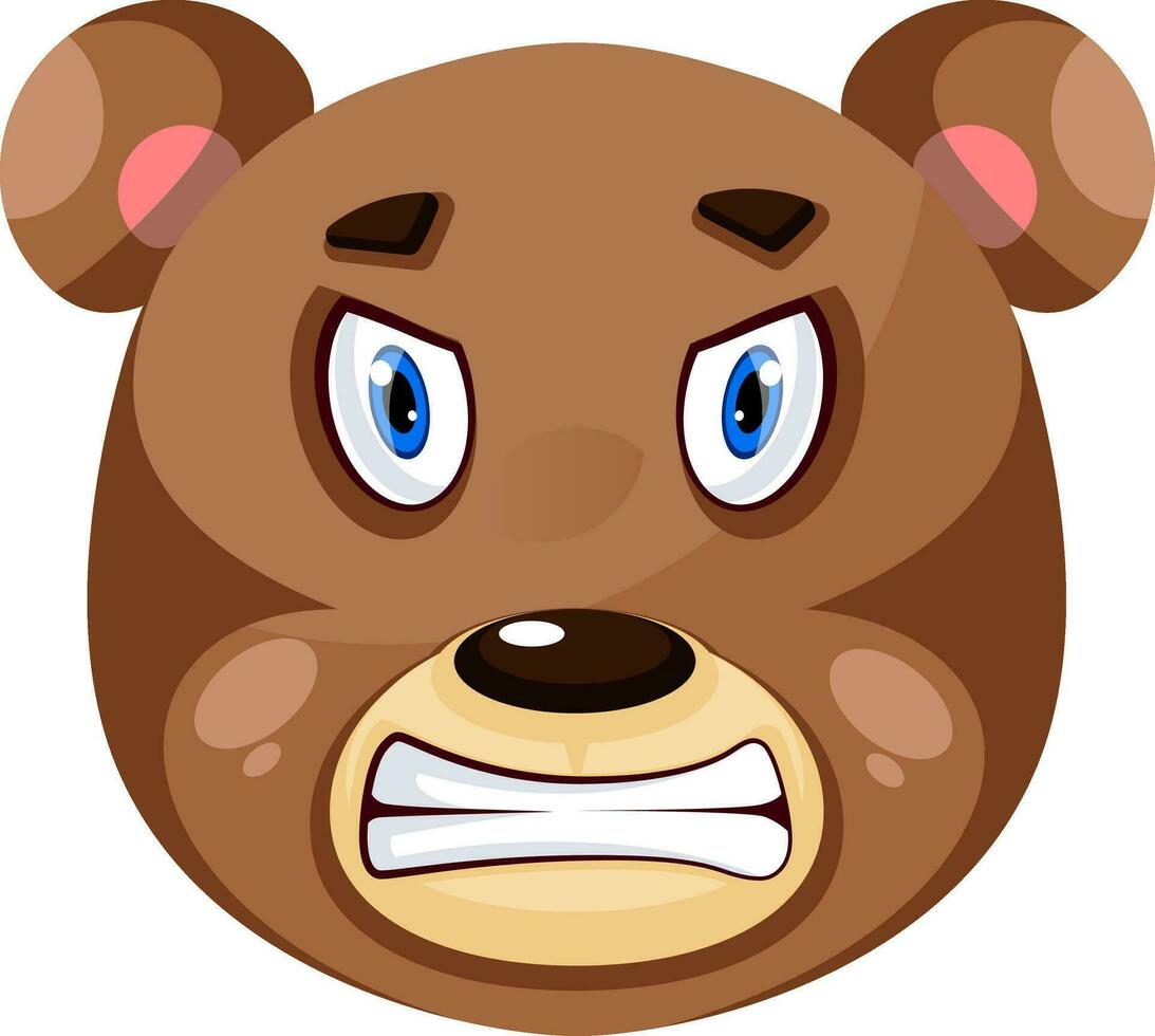 Bear is feeling mad, illustration, vector on white background.