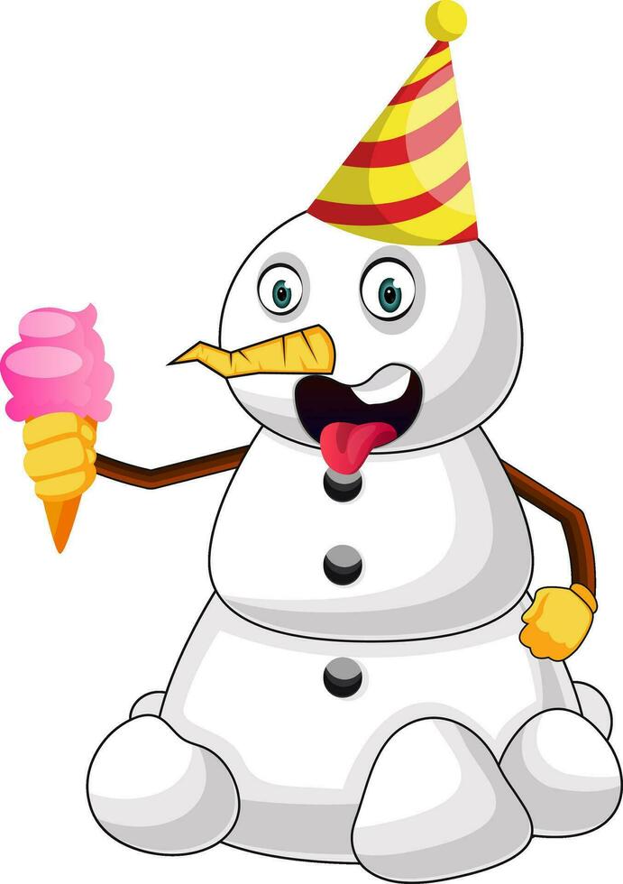 Snowman with ice cream illustration vector on white background