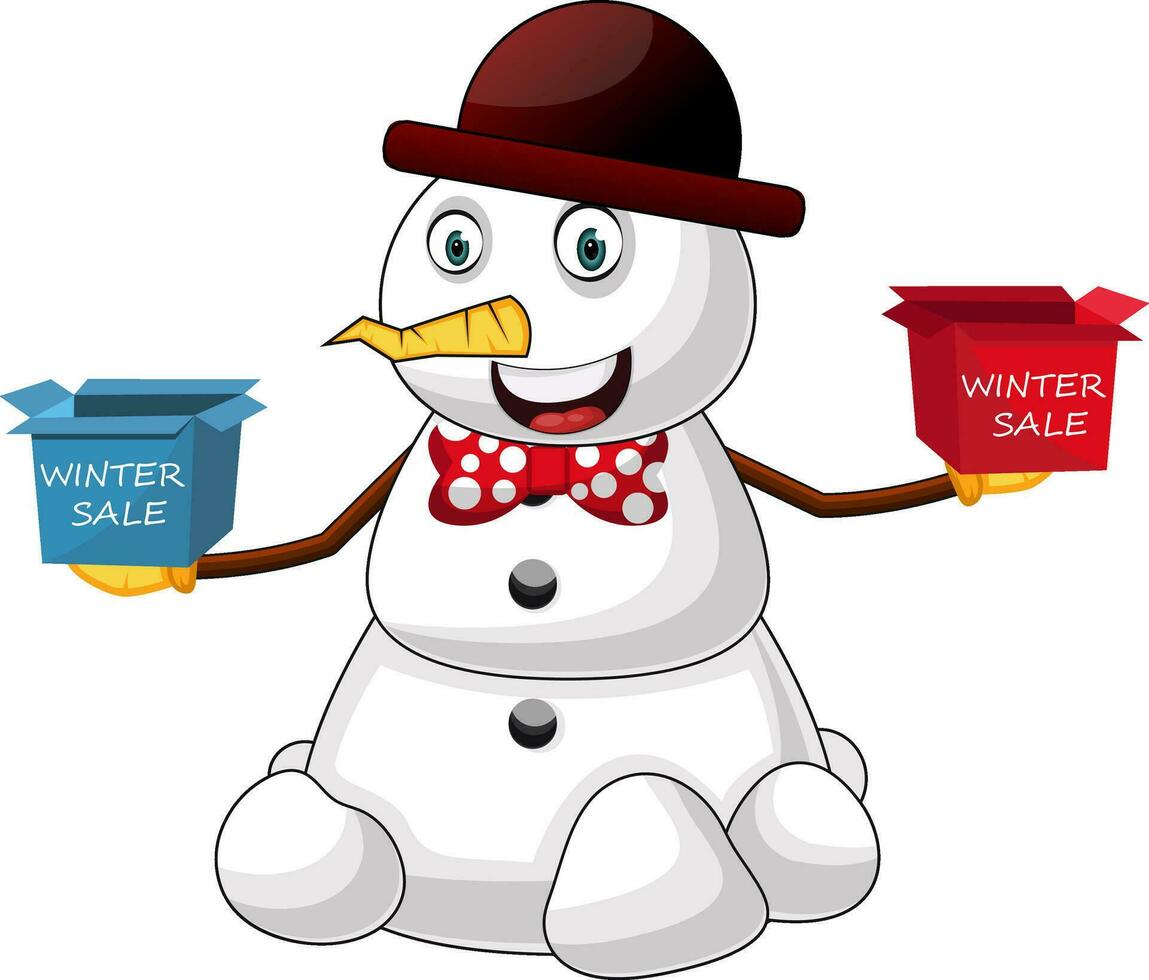 Snowman winter sale illustration vector on white background