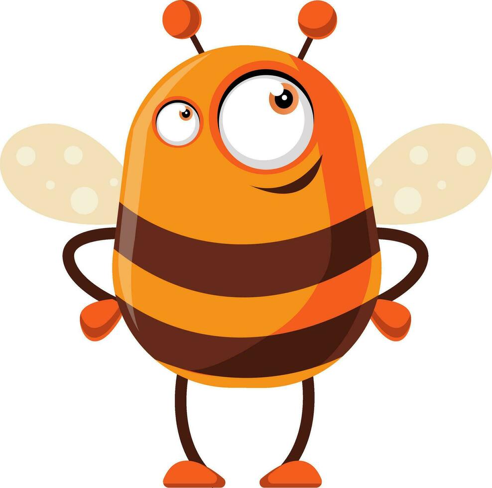 Bee is thinking, illustration, vector on white background.