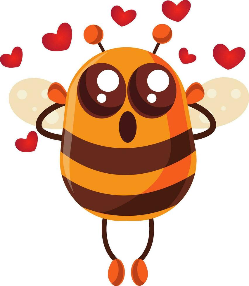 Bee in love, illustration, vector on white background.