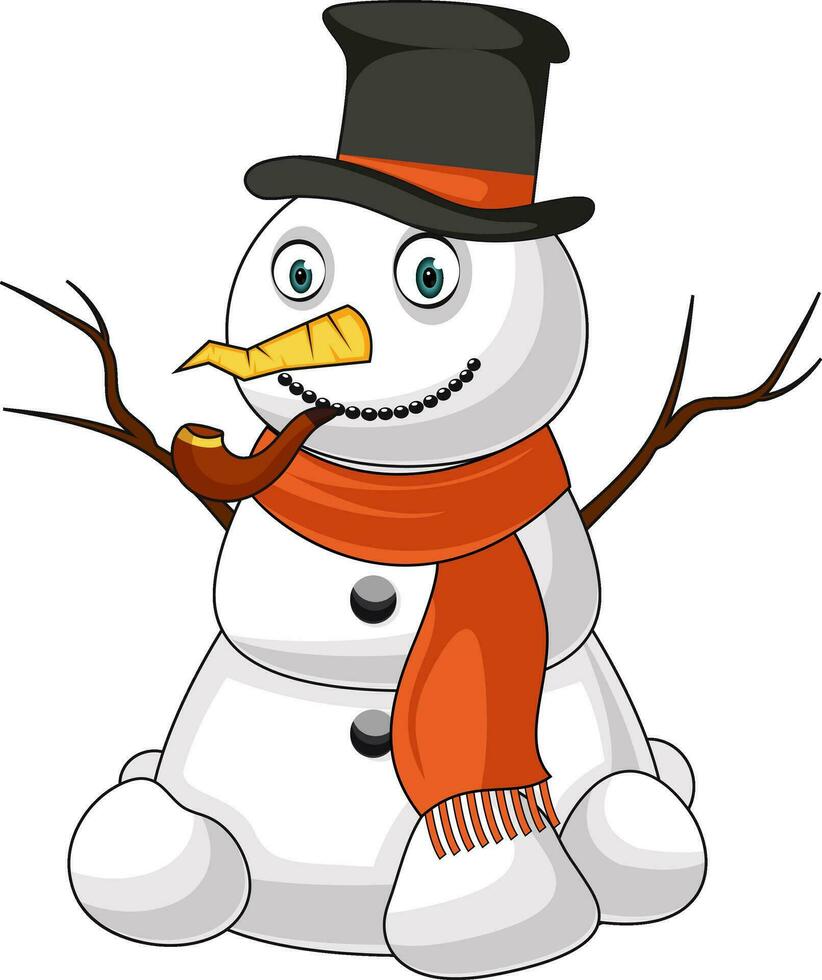 Snowman with pipe illustration vector on white background