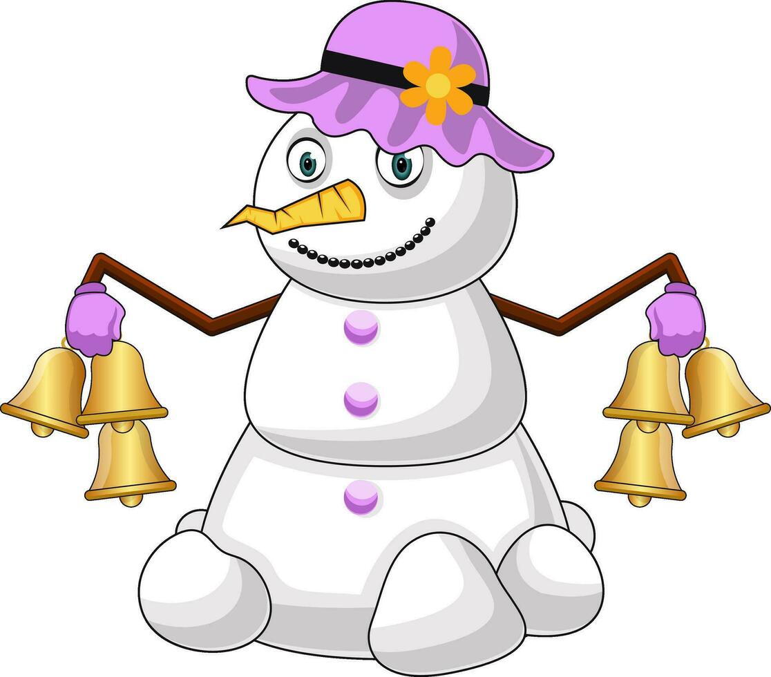 Snowman with bells illustration vector on white background