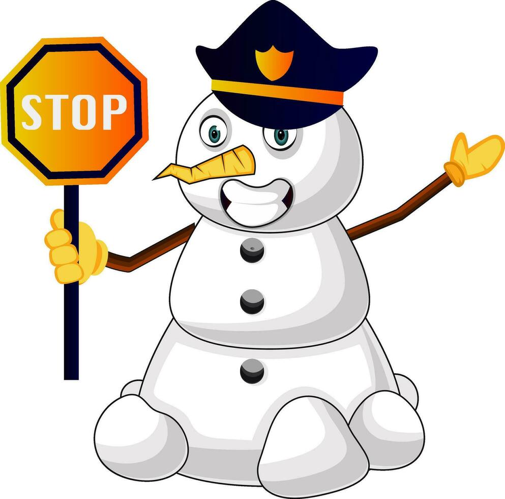Police snowman illustration vector on white background