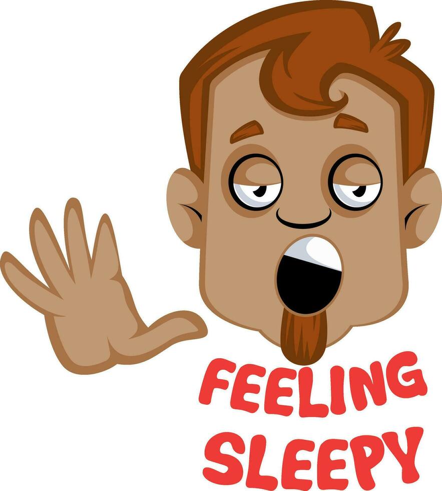 Brown human emoji feeling sleepy, illustration, vector on white background.