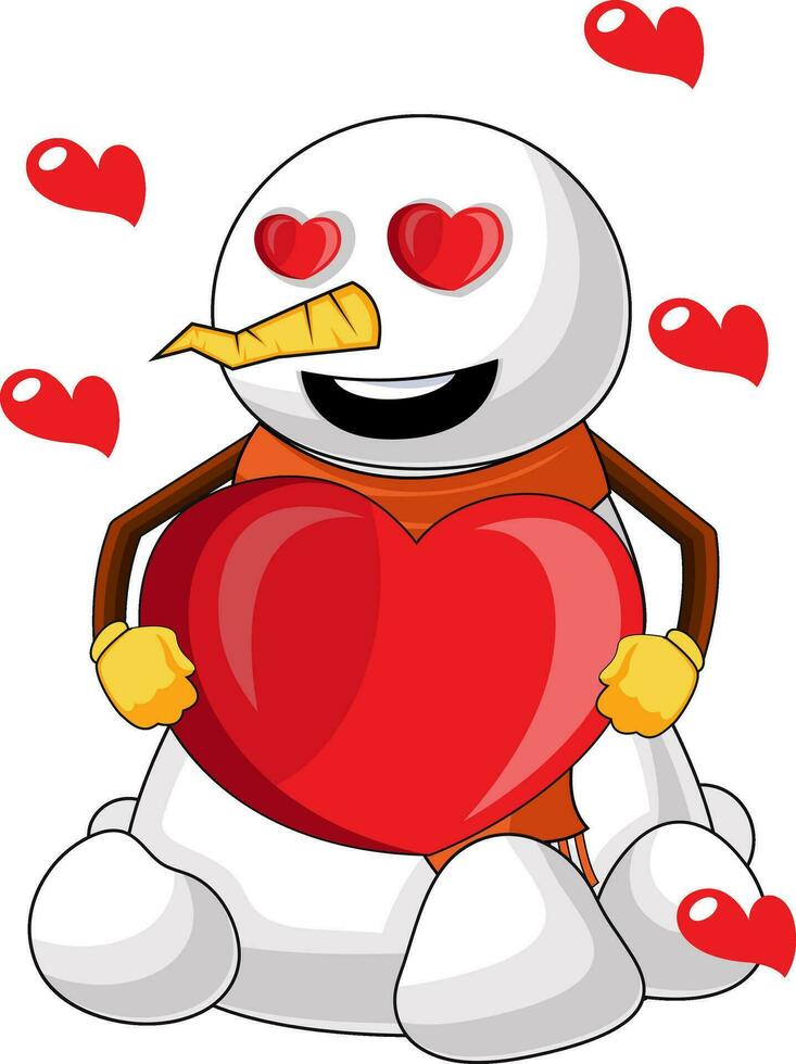 Snowman in love illustration vector on white background