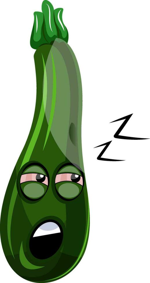 Sleepy cartoon courgettes illustration vector on white background