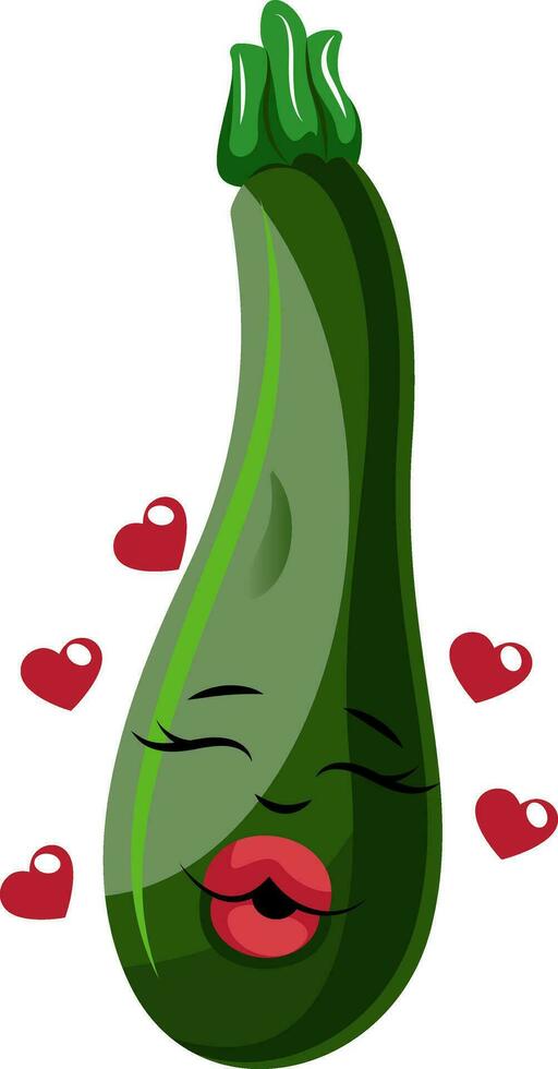 Cartoon courgettes in love illustration vector on white background