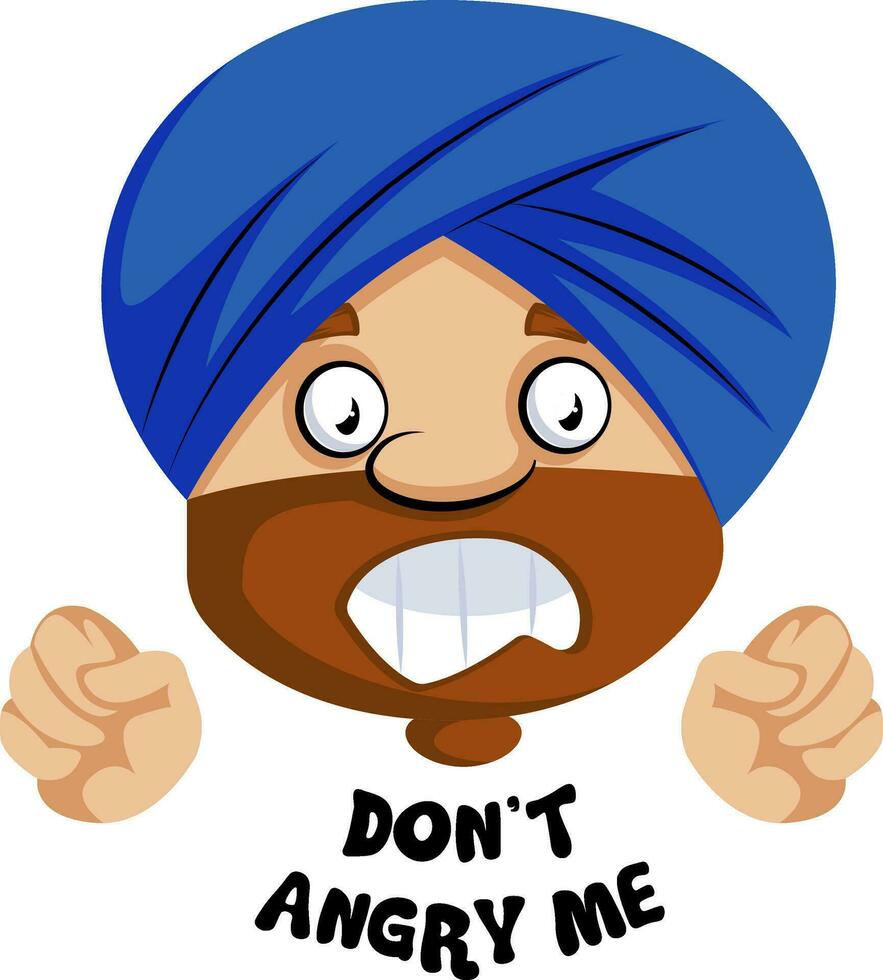 Muslim human emoji with don't angry me expression, illustration, vector on white background.