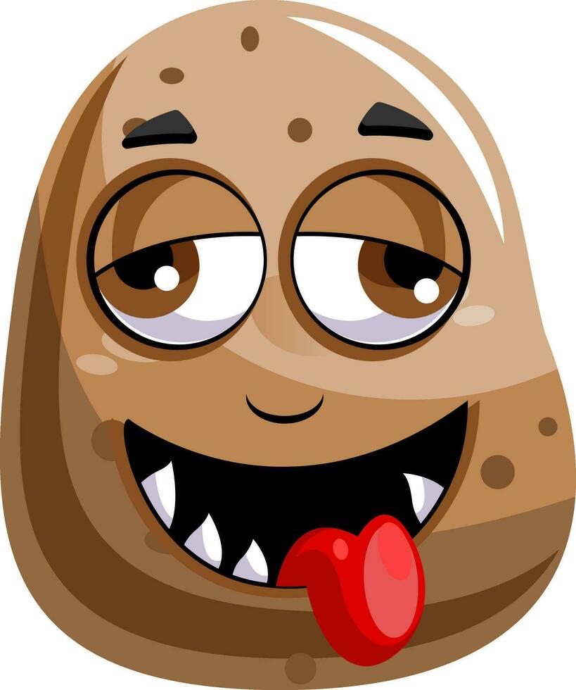 patata pega su rojo lengua fuera ilustración vector en blanco antecedentes