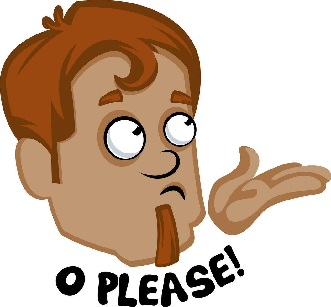Human emoji with o please expression, illustration, vector on white background.