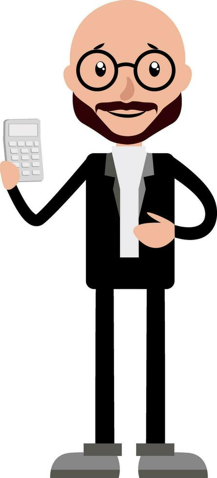 Cartoon accountant holding a calculator illustration vector on white background