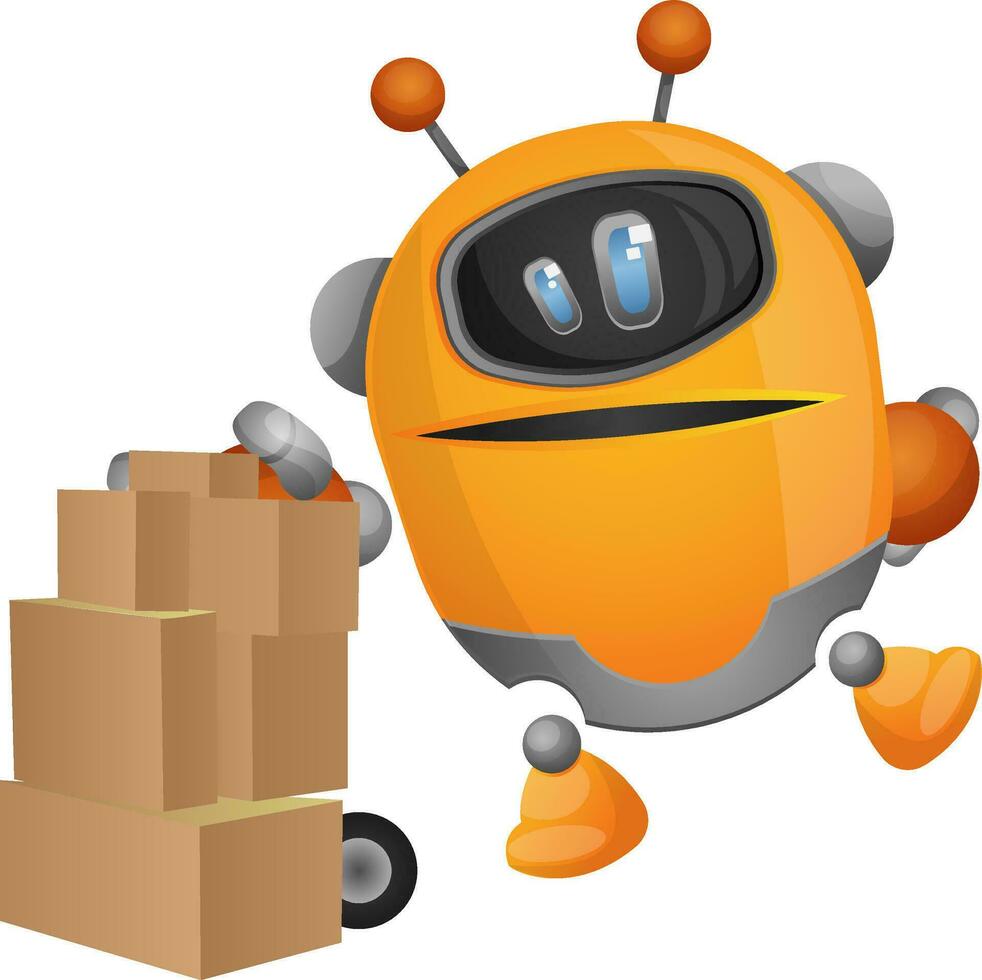 Robot carrying packages illustration vector on white background
