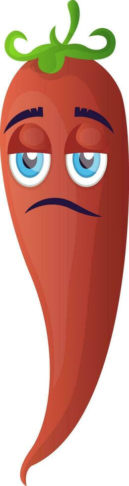 Sad cartoon chili illustration vector on white background
