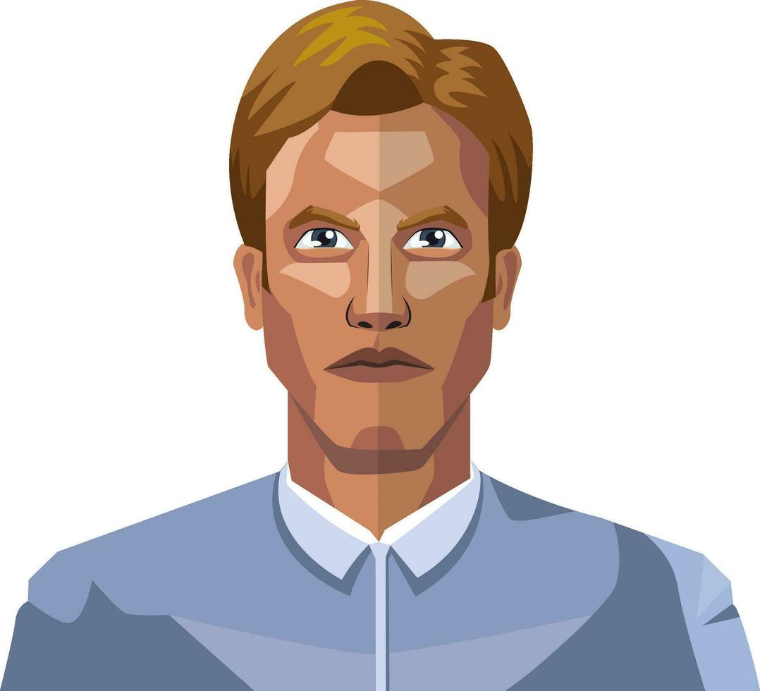 Handsome man with short brown hair illustration vector on white background