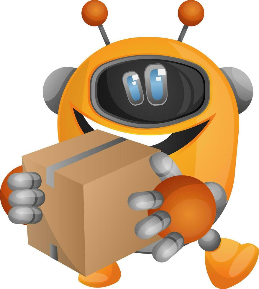 Robot as a delivery guy illustration vector on white background