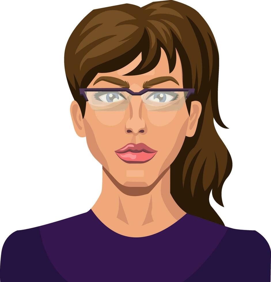 Brunette girl with glasses illustration vector on white background