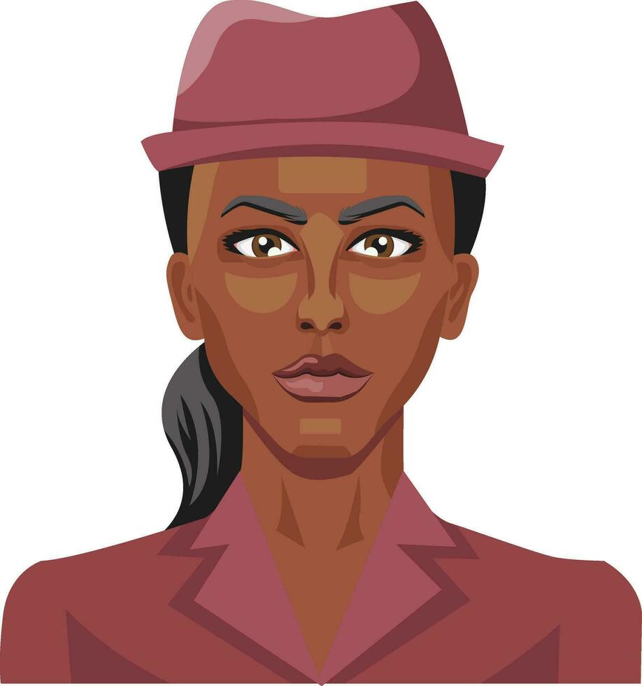 Pretty african girl wearing a hat illustration vector on white background