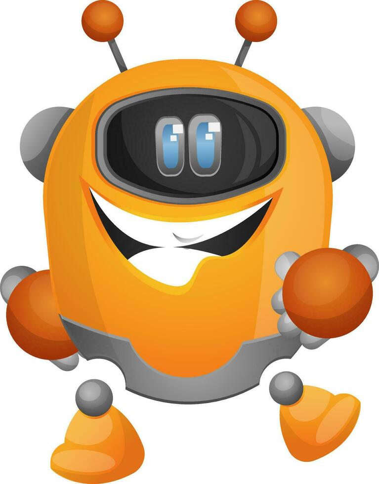 Cheerful cartoon robot illustration vector on white background