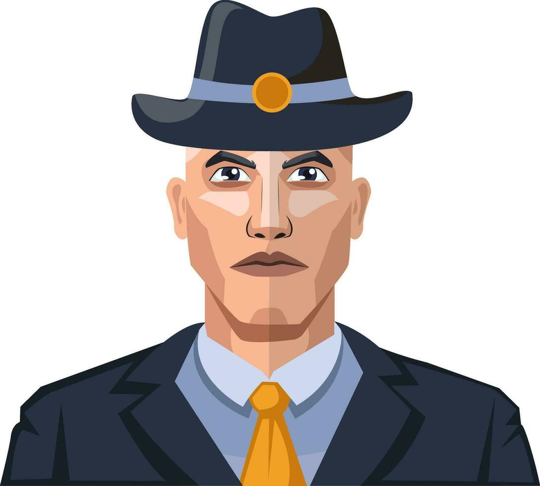 Handsome guy wearing a hat and a tie illustration vector on white background