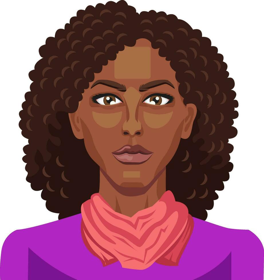 Pretty afro girl with curly hair illustration vector on white background