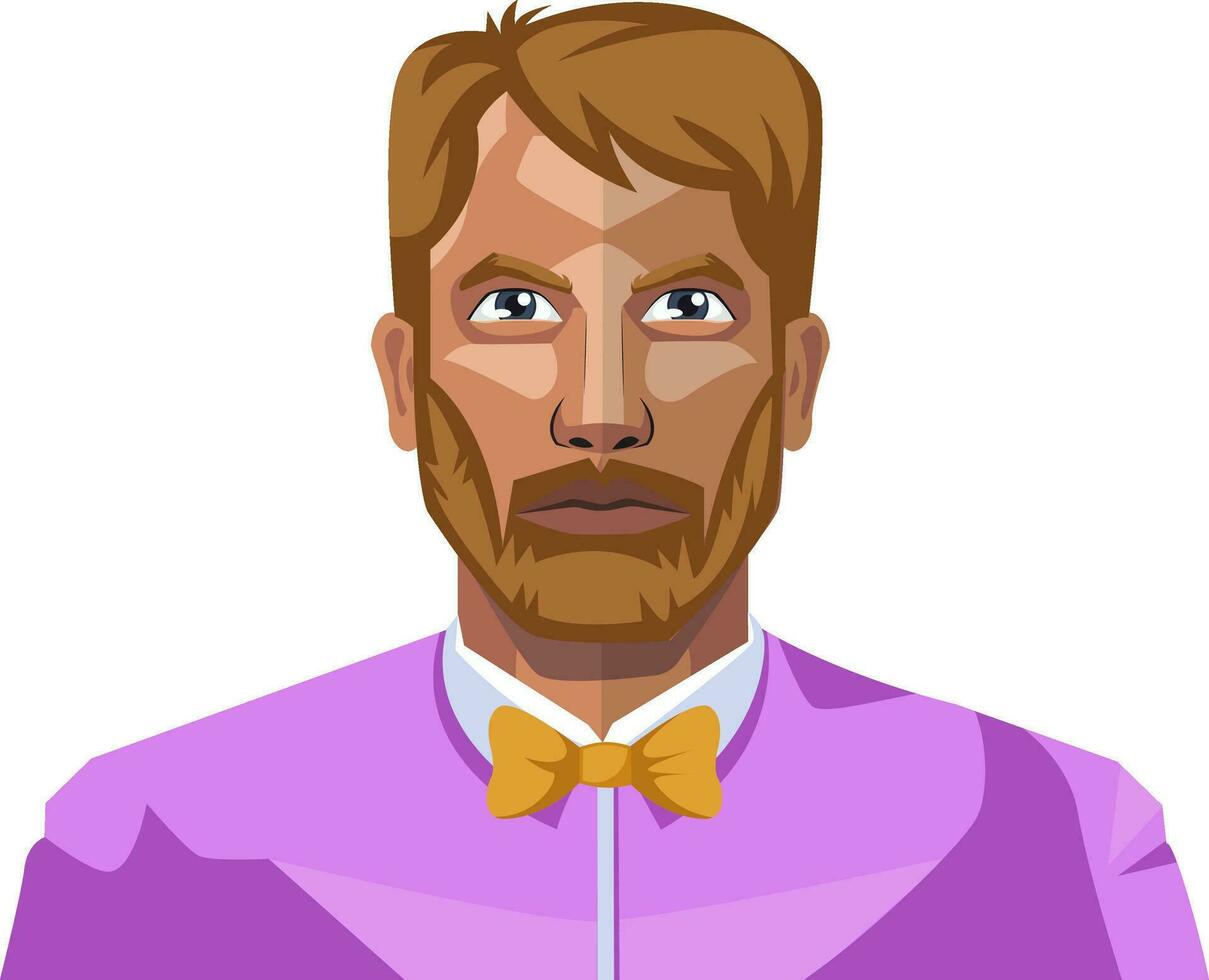 Full bearded guy illustration vector on white background