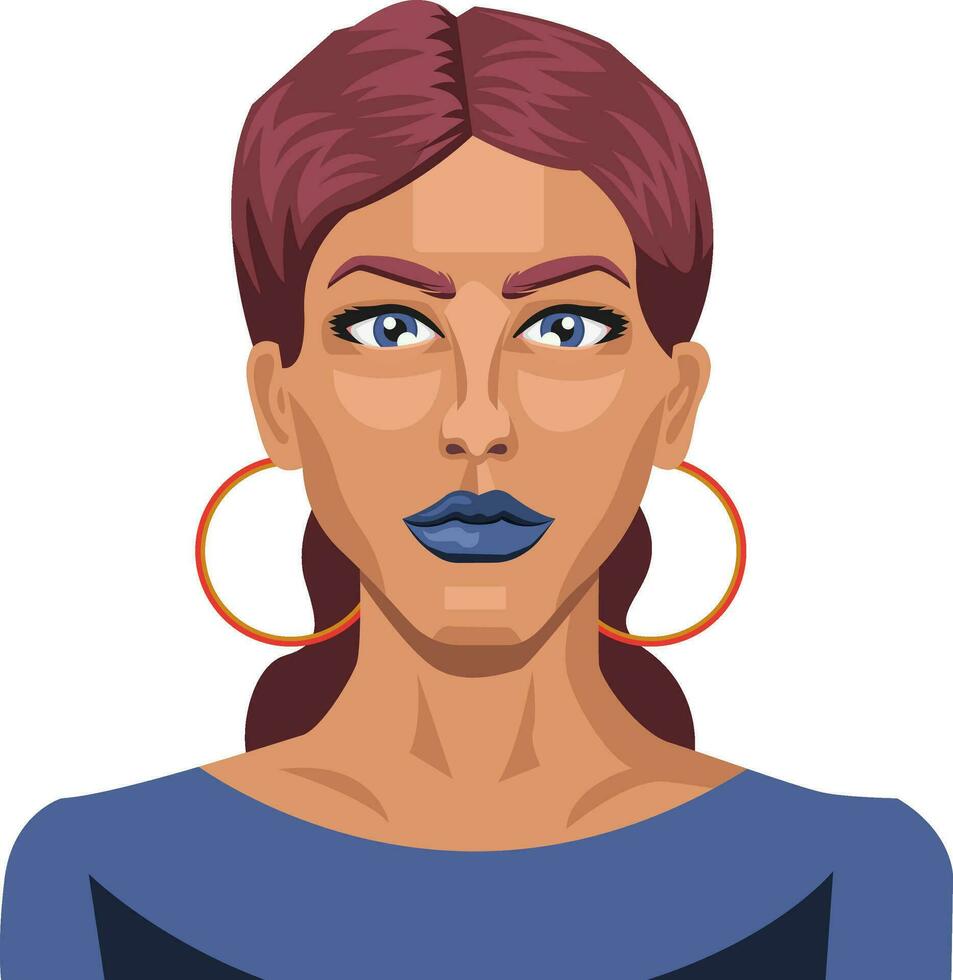 Beautiful girl with blue lipstick illustration vector on white background