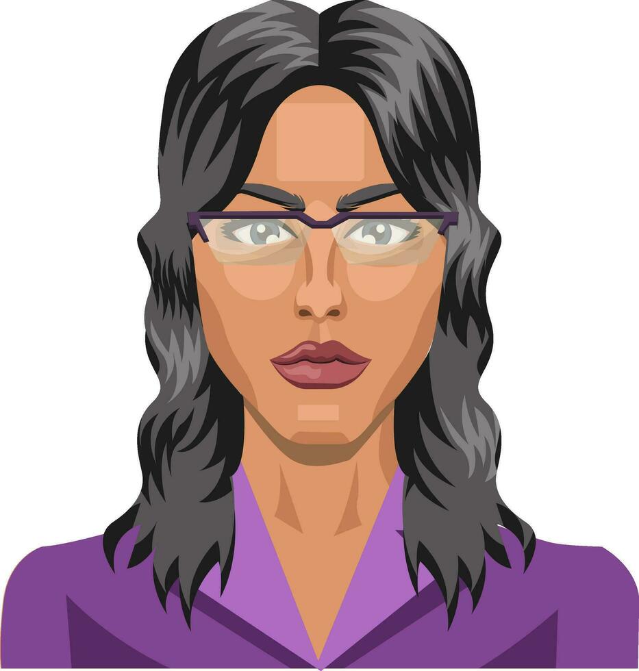 Long haired girl wearing glasses illustration vector on white background