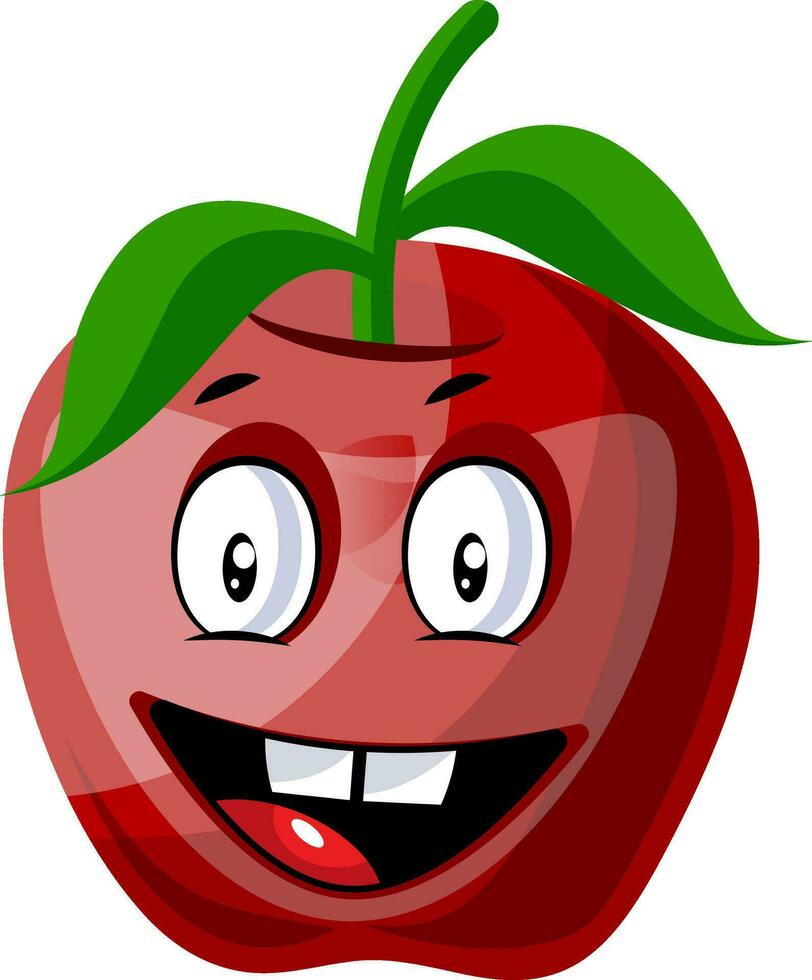 Crazy red apple illustration vector on white background