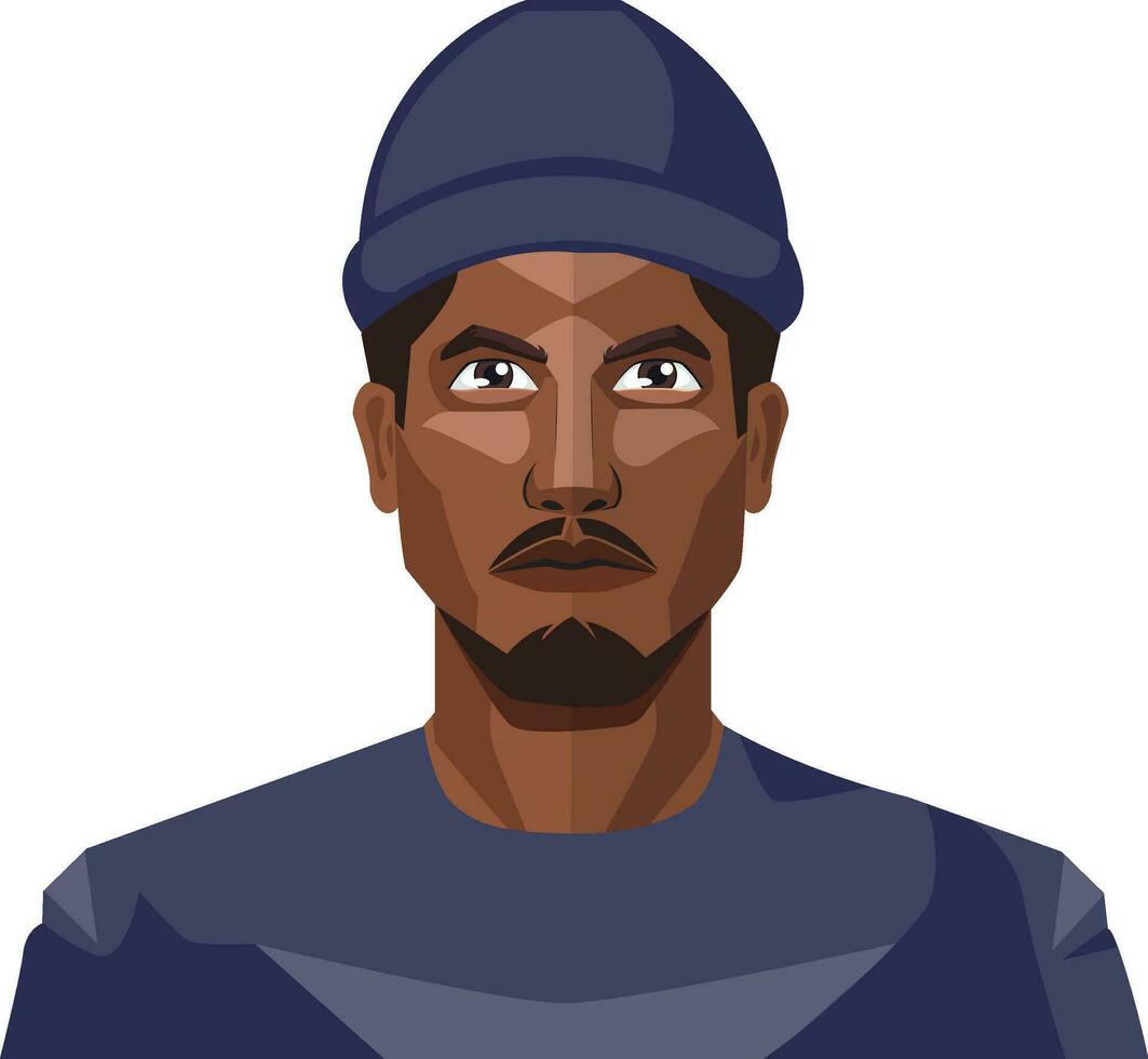 African guy wearing blue hat illustration vector on white background