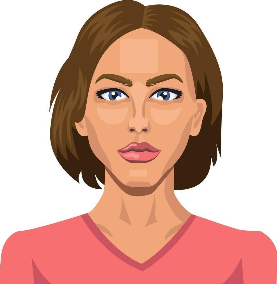 Beautiful caucasian girl illustration vector on white background