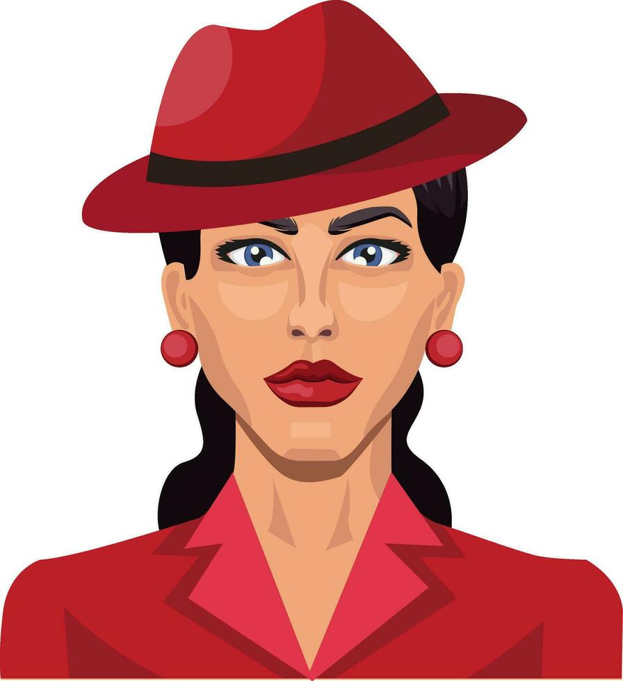 Beautiful girl with red hat illustration vector on white background