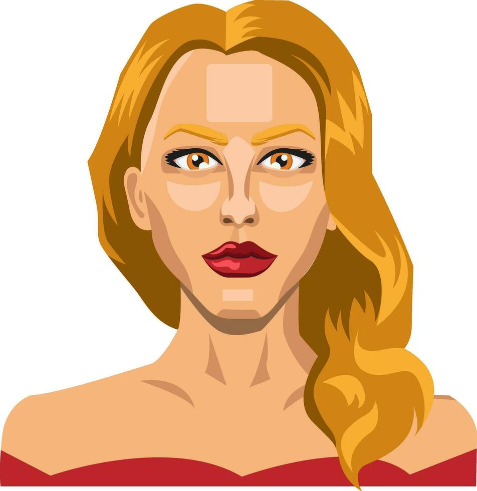 Long haired blonde lady illustration vector on white background