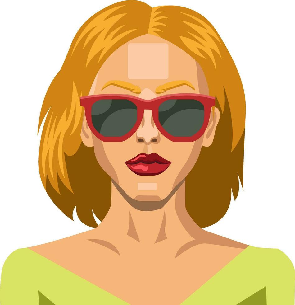 Blonde girl wearing sunglasses illustration vector on white background