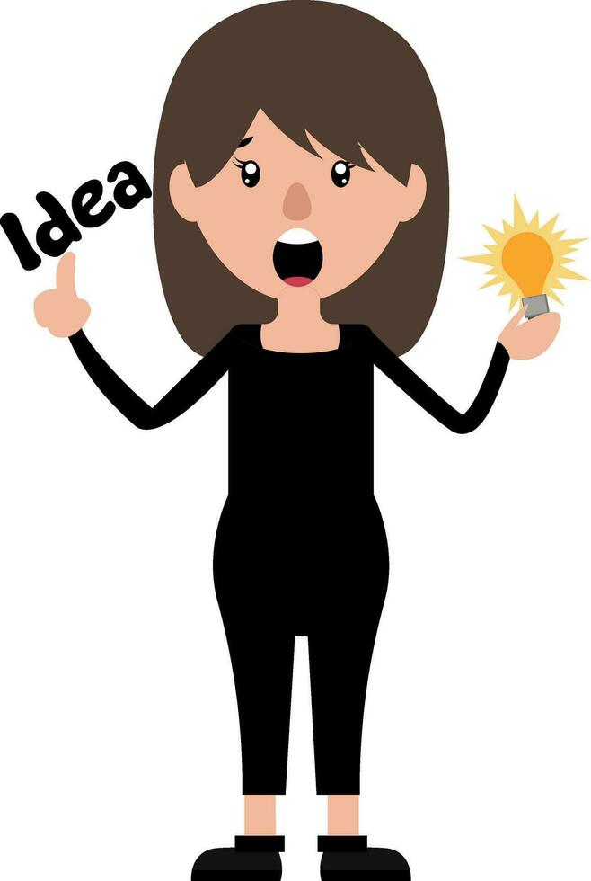 Cartoon woman with an idea illustration vector on white background