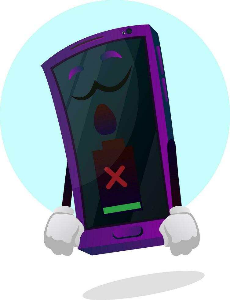 Mobile emoji low battery illustration vector on white background