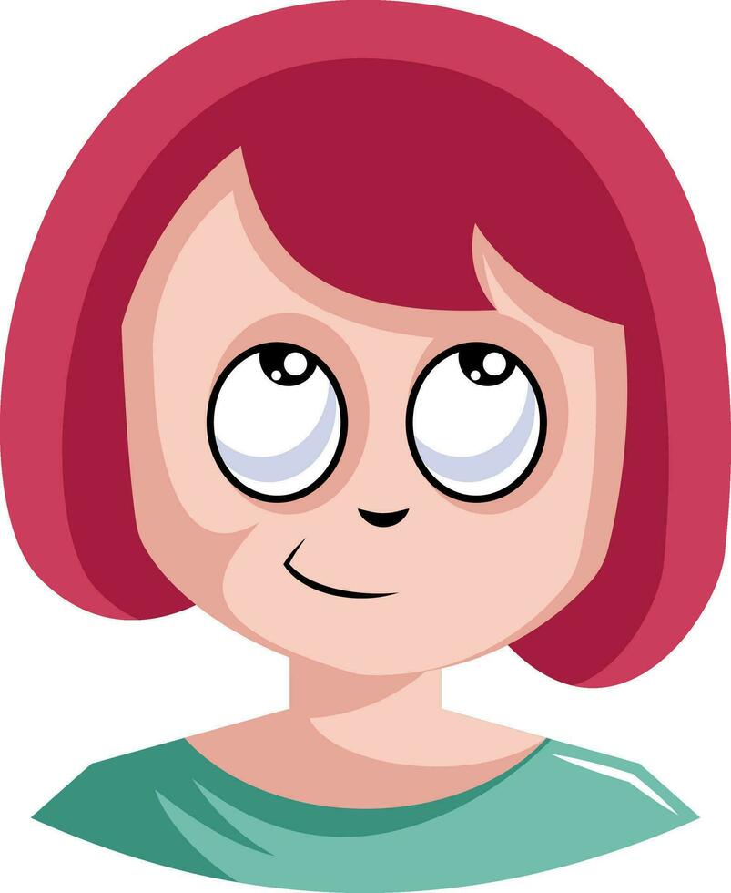 joven hembra con rojo pelo es desenfocado ilustración vector en blanco antecedentes