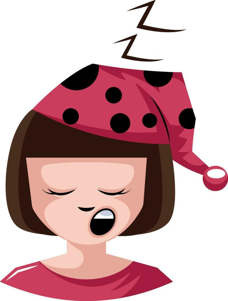Girl is very sleepy ready for bed illustration vector on white background
