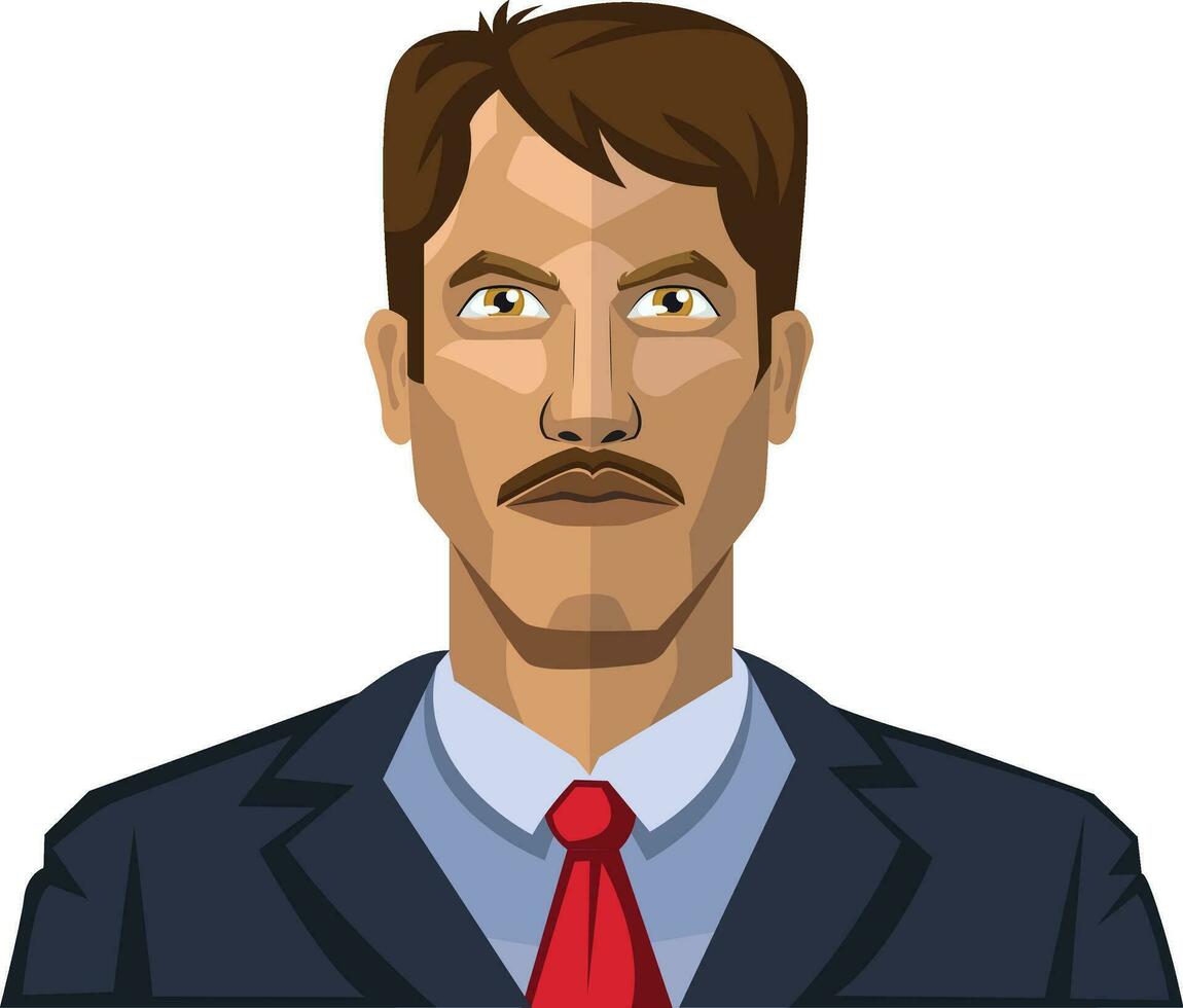 Guy with mustaches and brown hair illustration vector on white background