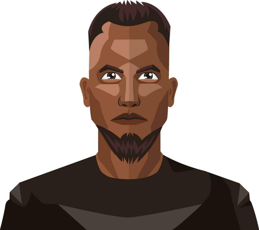 African guy with beard and short hair illustration vector on white background