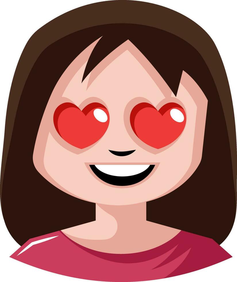 Girl with heart shaped eyes illustration vector on white background