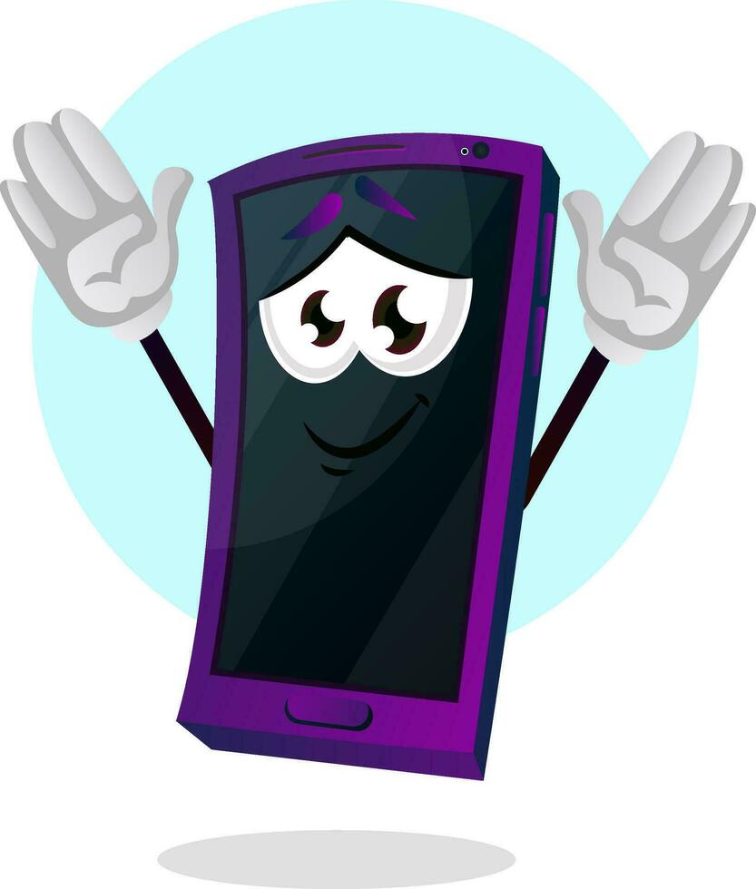 Mobile emoji with his hands up illustration vector on white background