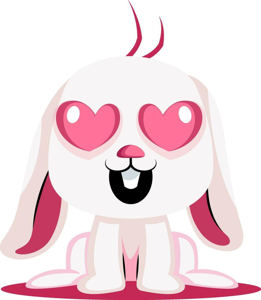 White bunny in love illustration vector on white background