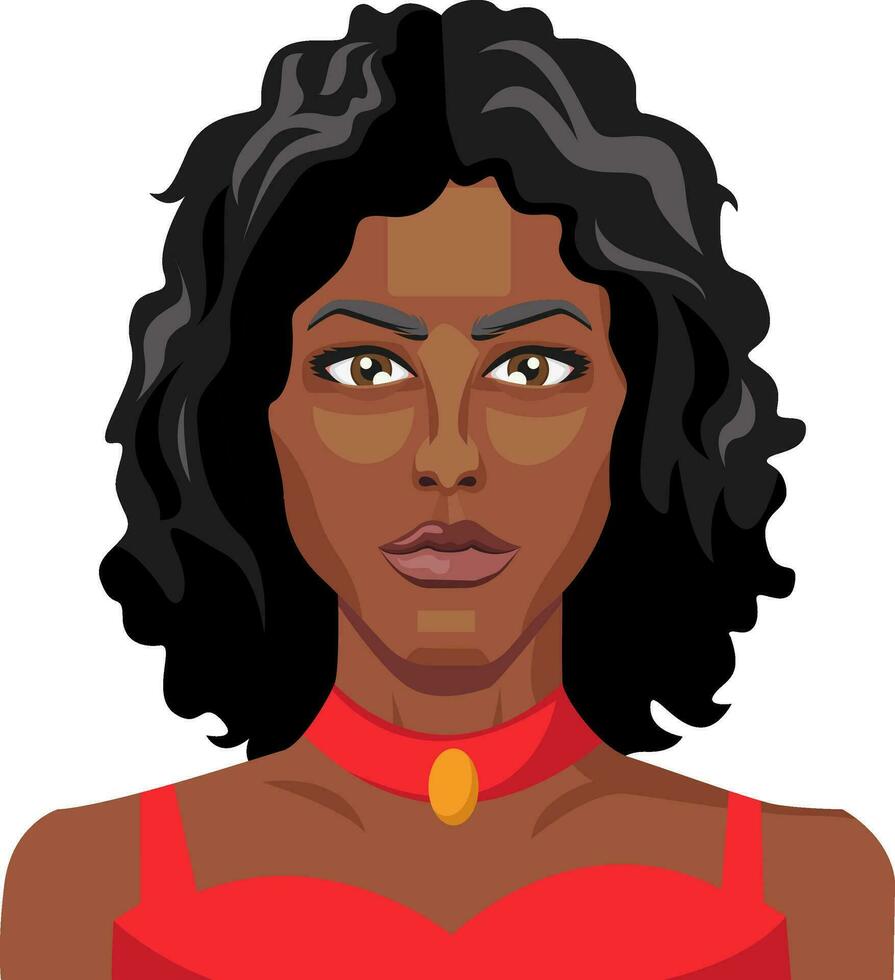 African girl wearing red dress illustration vector on white background