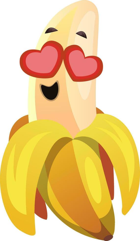 Banana in love illustration vector on white background