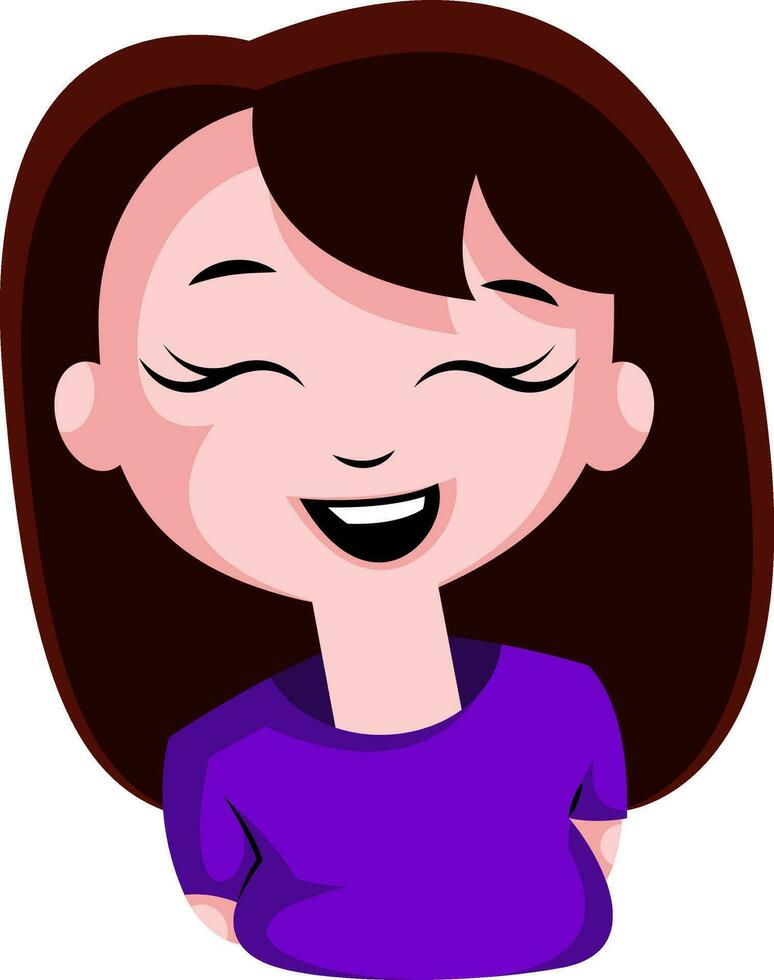 Happy and in love brunette in purple top illustration vector on white background